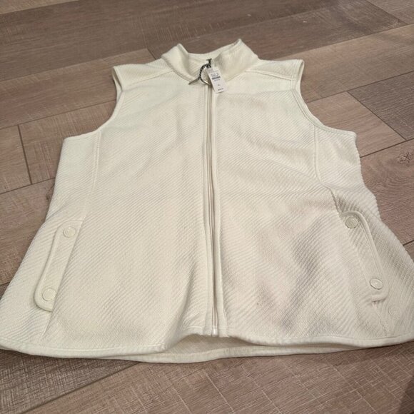 T BY TALBOTS WOMENS TEXTURED WHITE VEST NWT SIZE LARGE PETITE - Picture 3 of 7